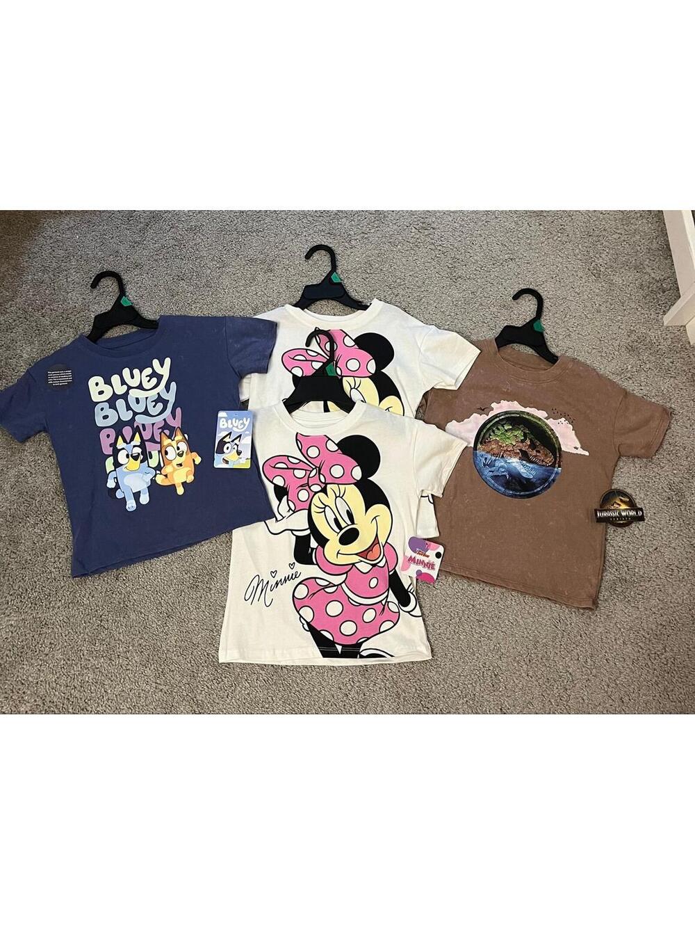 5T Character Graphic T-Shirts NWT Buyer’s Choice Minnie, Bluey & Jurassic World